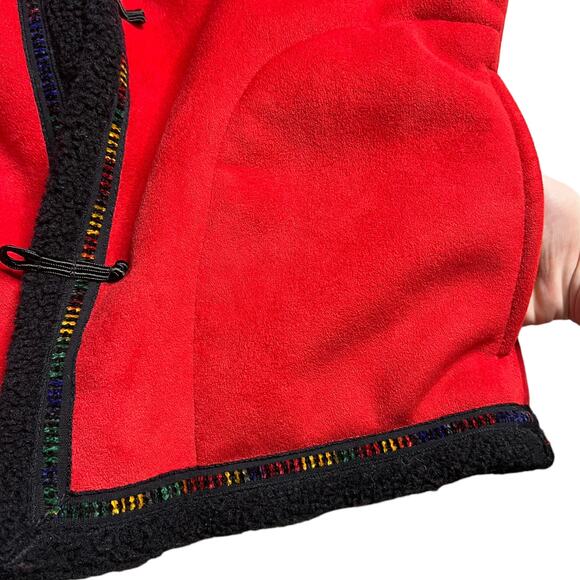 Wooly Bully Faux Suede Red Sherpa Vest Size Medium - Picture 6 of 10